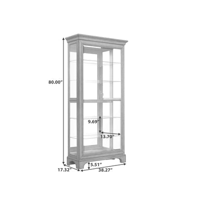 Traditional Sliding Door Curio With Glass Shelves And LED Light - Dark Brown