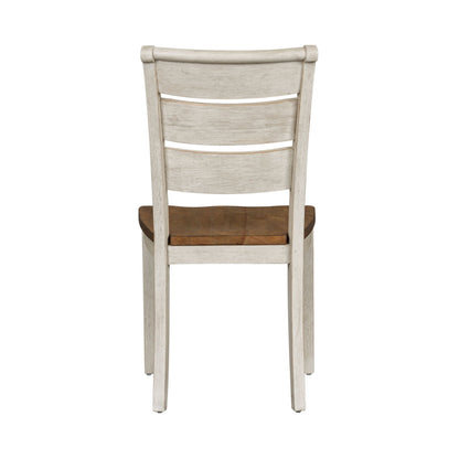 Farmhouse Reimagined - Ladder Back Side Chair - Antique White / Chestnut Tops