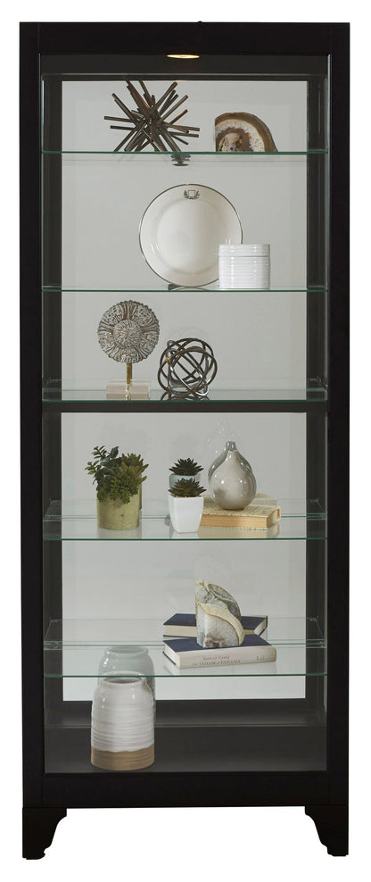PFC Curios - Lighted Gallery Style 5 Shelf Curio Cabinet - Onyx Black