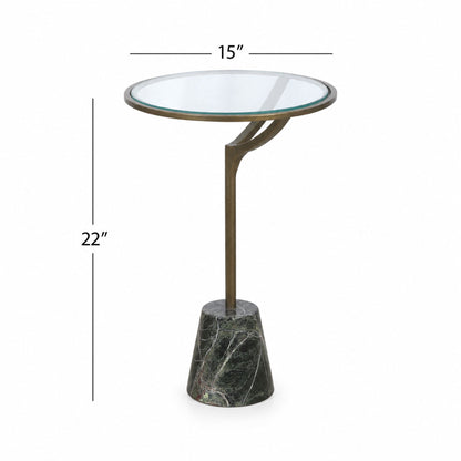 Gianna - Accent Table - Antique Brass / Green Marble