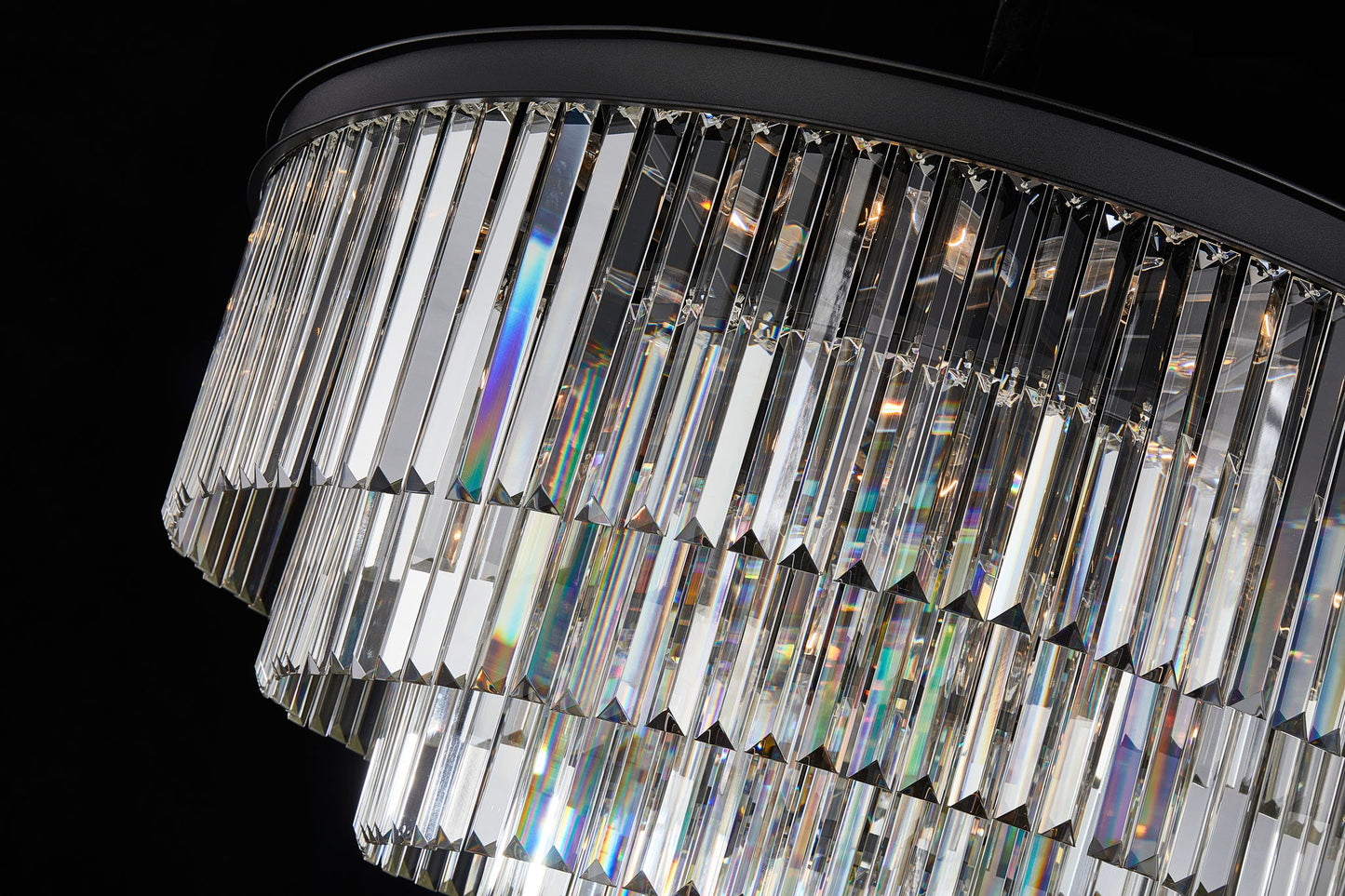 Michael Amini Lighting - Allure 28-Light Round Crystal Chandelier - Matte Black / Pearl Silver