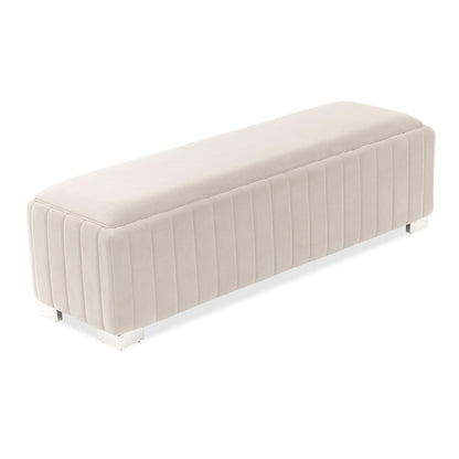 Signature Beds & Benches - Amaryllis Velvet Accent Bench - Taupe / Chrome