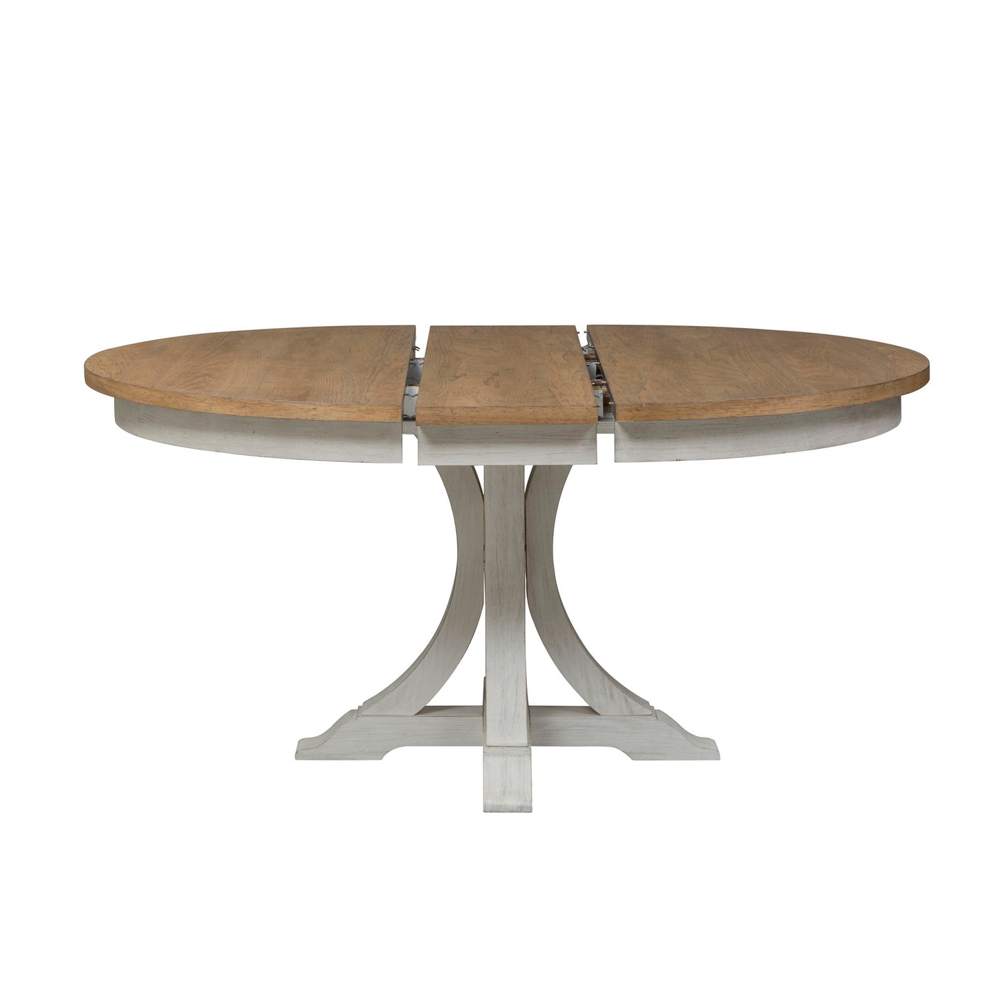 Farmhouse Reimagined - Oval Pedestal Table Top - Antique White / Chestnut Tops
