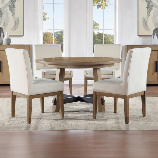 Aubrey - 5 Piece Dining Room Set (Table, 4 Chairs) - Brown / White
