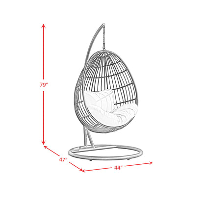 Playa - Swing Egg Chair With Base And Pillar - Dark Gray / Beige