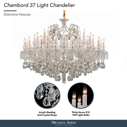 Michael Amini Lighting - Chambord 37-Light Traditional Crystal Chandelier - Clear