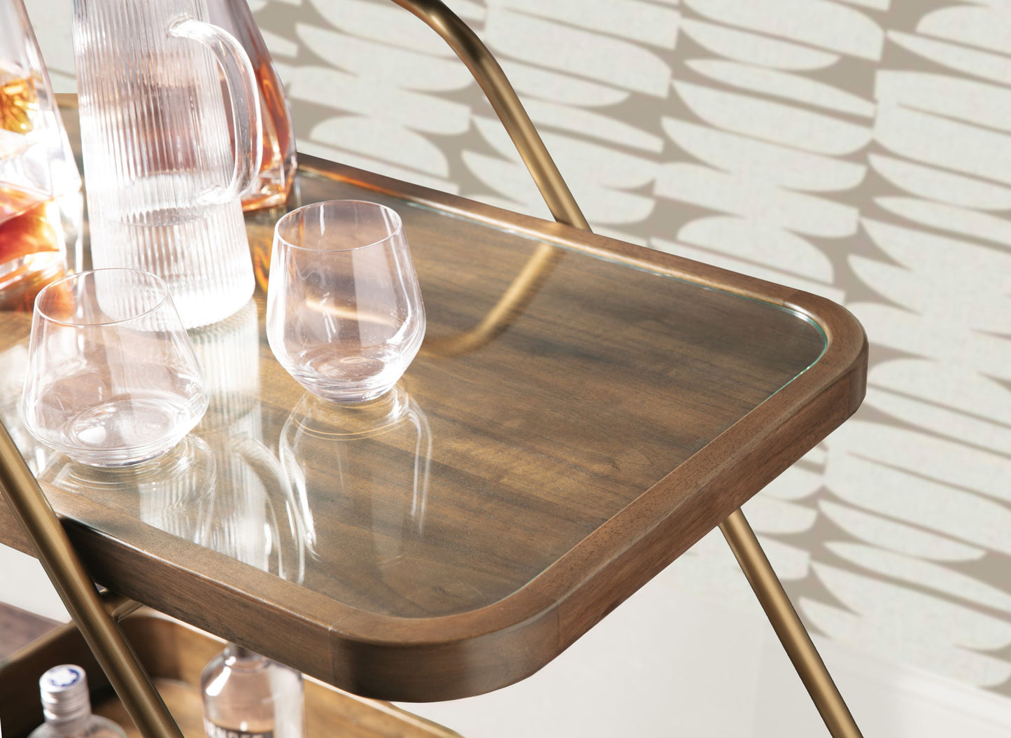 Commerce And Market - Walnut Wine and Bar Cart - Light Caramel