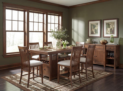 Langley - Complete Counter Height Table With Wine Storage - Fawn