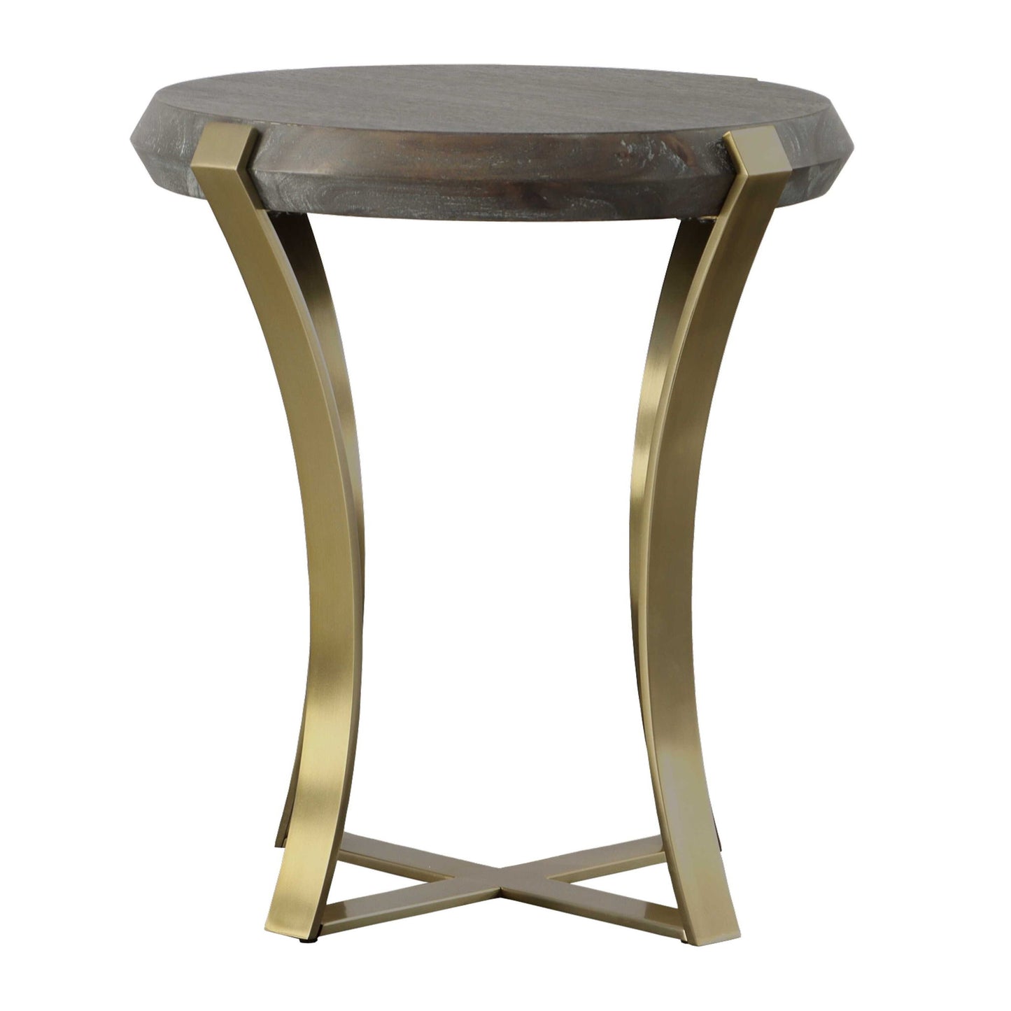 Unite - Brass Leg Wood Side Table - Dark Brown