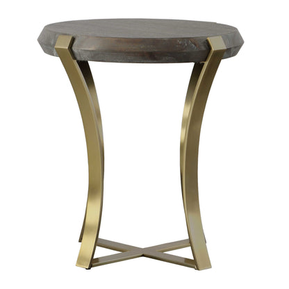 Unite - Brass Leg Wood Side Table - Dark Brown