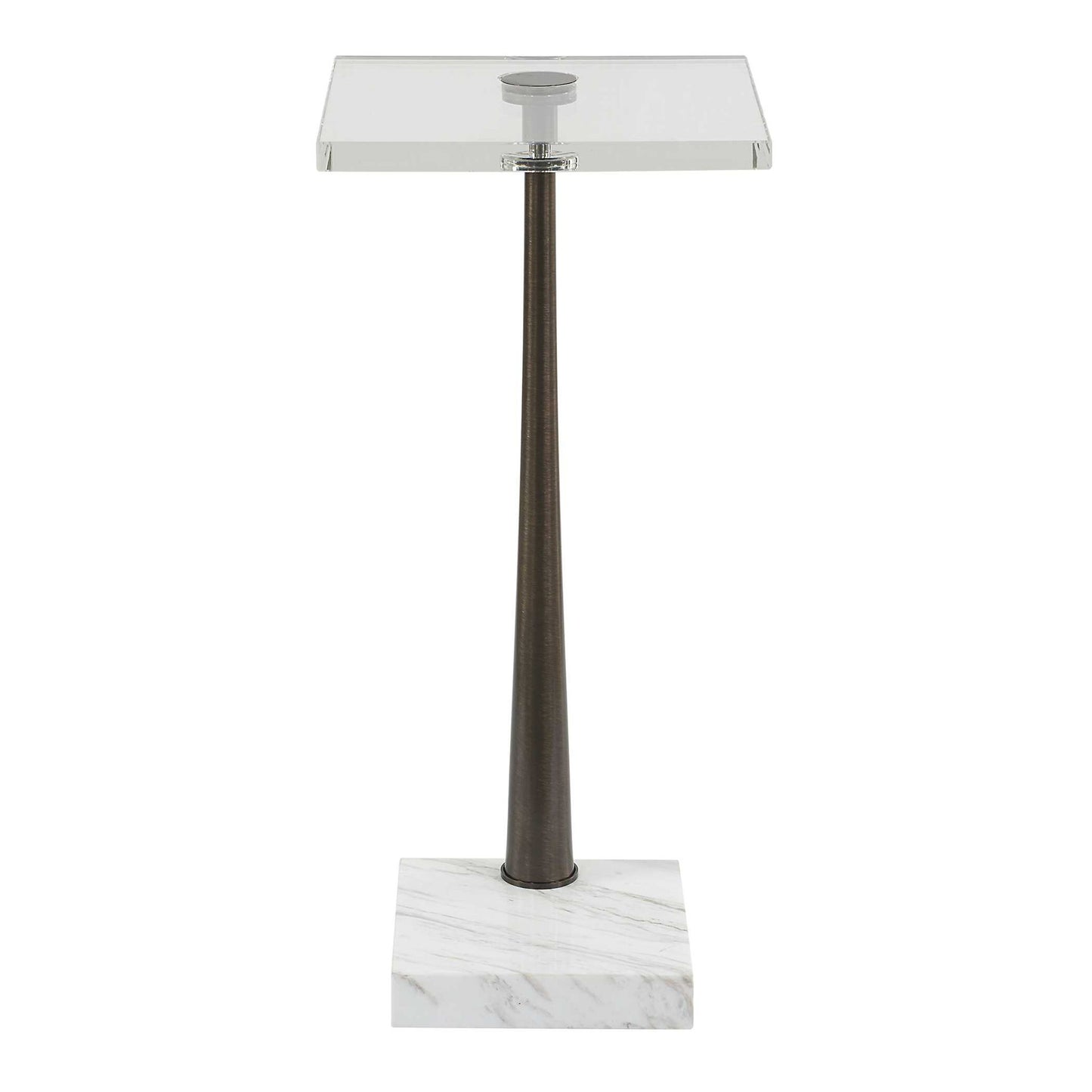 Pelton - Marble Glass Drink Table - Bronze / White