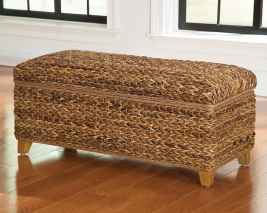 Laughton - Hand - Woven Banana Leaf Storage Trunk - Amber