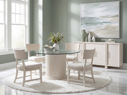 Maren - Complete Round Glass Top Dining Table