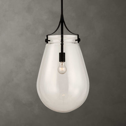 Dewdrop - 1 Light Glass Shade Pendant - Black