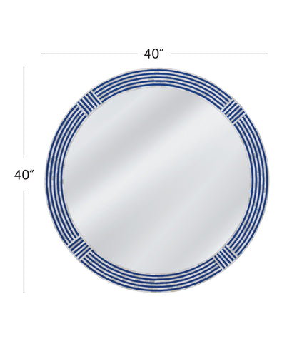 Blue Circle - Wall Mirror - Blue / Cream