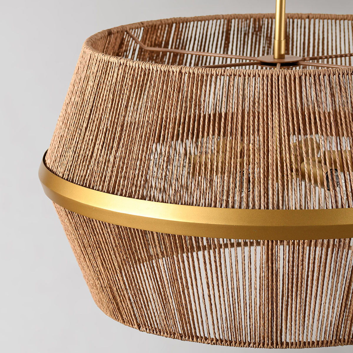 Wendy - Rattan Round Chandelier - Natural/Gold