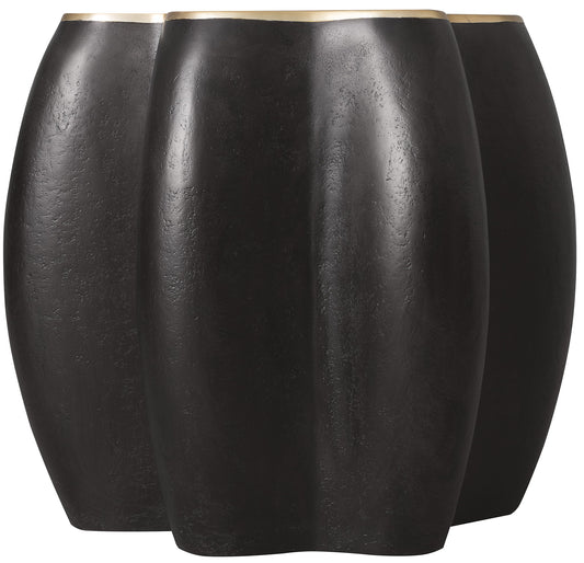 Melange - Even And Flow Round End Table - Black