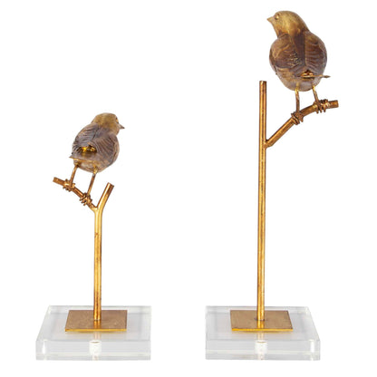Passerines - Bird Sculptures (Set of 2) - Light Brown