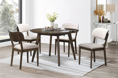 Rex - 48" Round Dining Table & 4 Open Back Chairs - Dark Brown