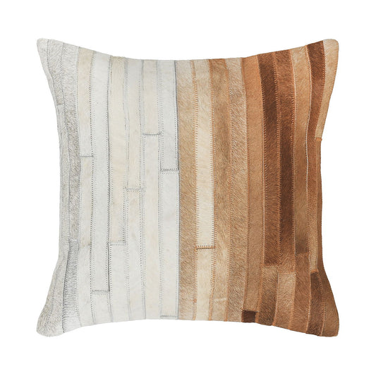 Meru - 20" x 20" Hide Pillow - Tan Multi