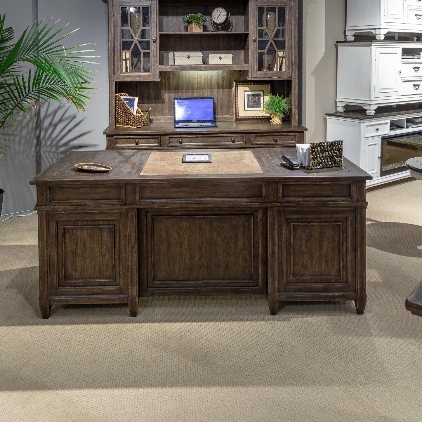 Paradise Valley - Executive Desk Base - Saddle Brown