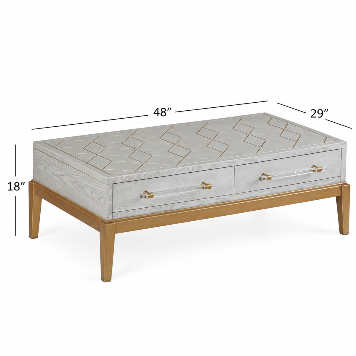Perrine - Rectangle Cocktail Table - Silver / Gold