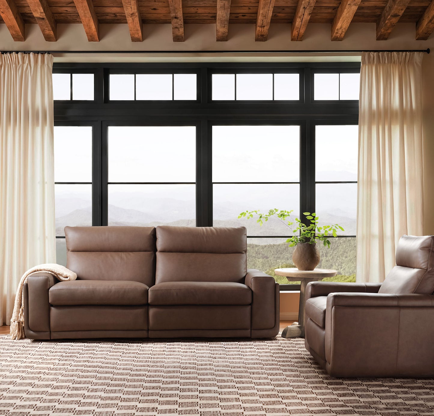 MS - Simone ZG 2 over 2 Power Sofa With Power Headrest and BT speaker - Brown