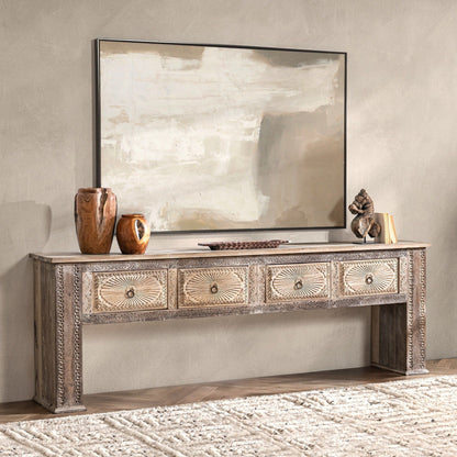 Qena - 4 Drawer Console Table - Butterwood Blend