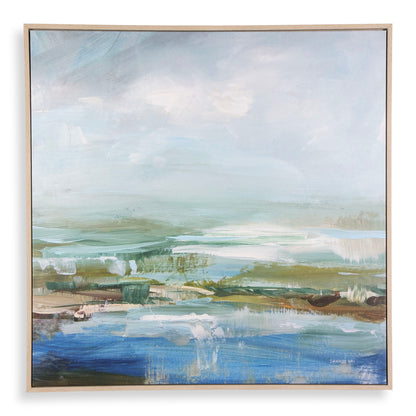 Lush Valley - Framed Canvas - Light Blue