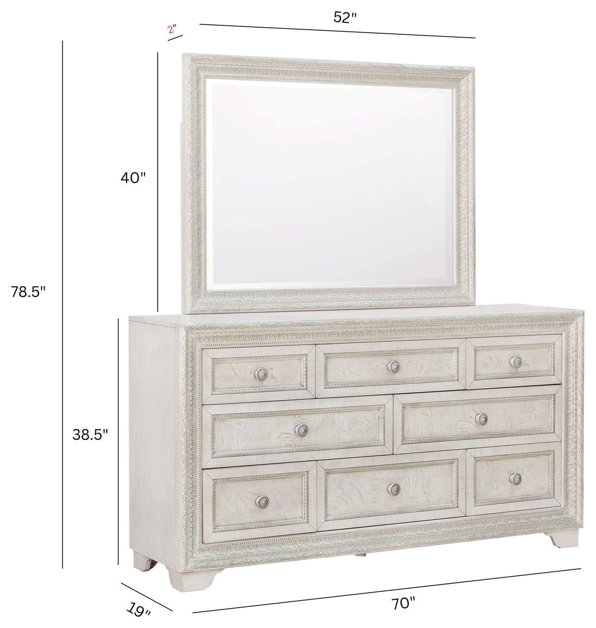 Camila - Dresser and Mirror - Creamy White