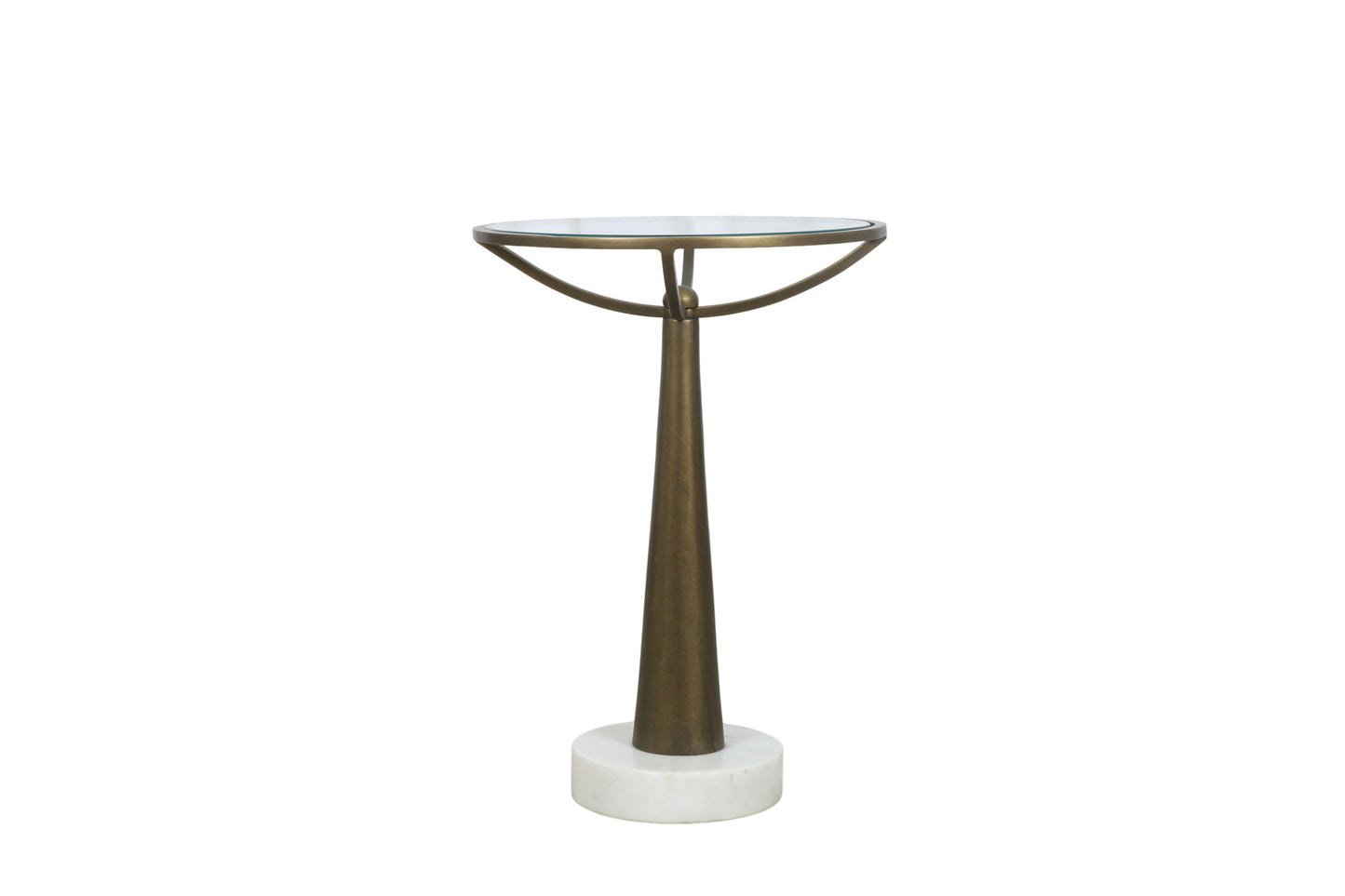 Delgado - Accent Table - Antique Brass / White Marble