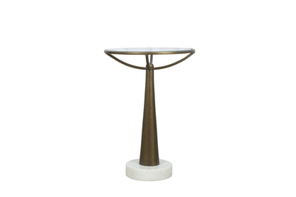 Delgado - Accent Table - Antique Brass / White Marble