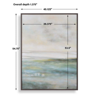 Awakening - Hand Painted Landscape Art - Blue / Brown / Green / White / Yellow