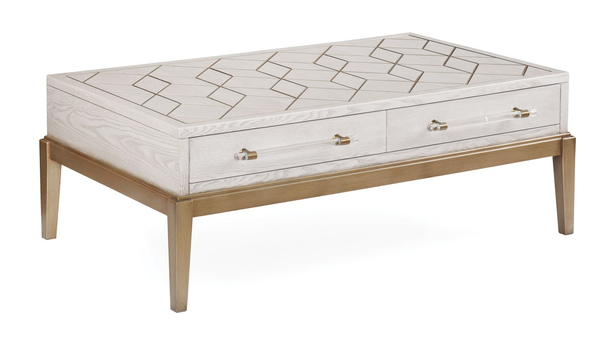 Perrine - Rectangle Cocktail Table - White / Gold