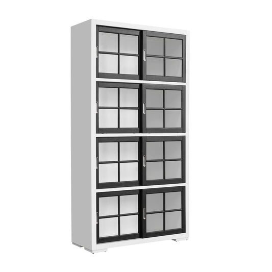 Pulaski Accents - 4-Shelf Sliding Door Bookcase - White / Black