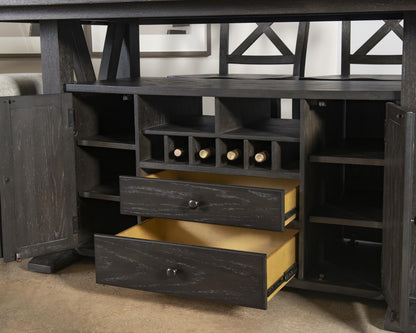 Briarwood - Complete Counter Height Table With Storage - Sable