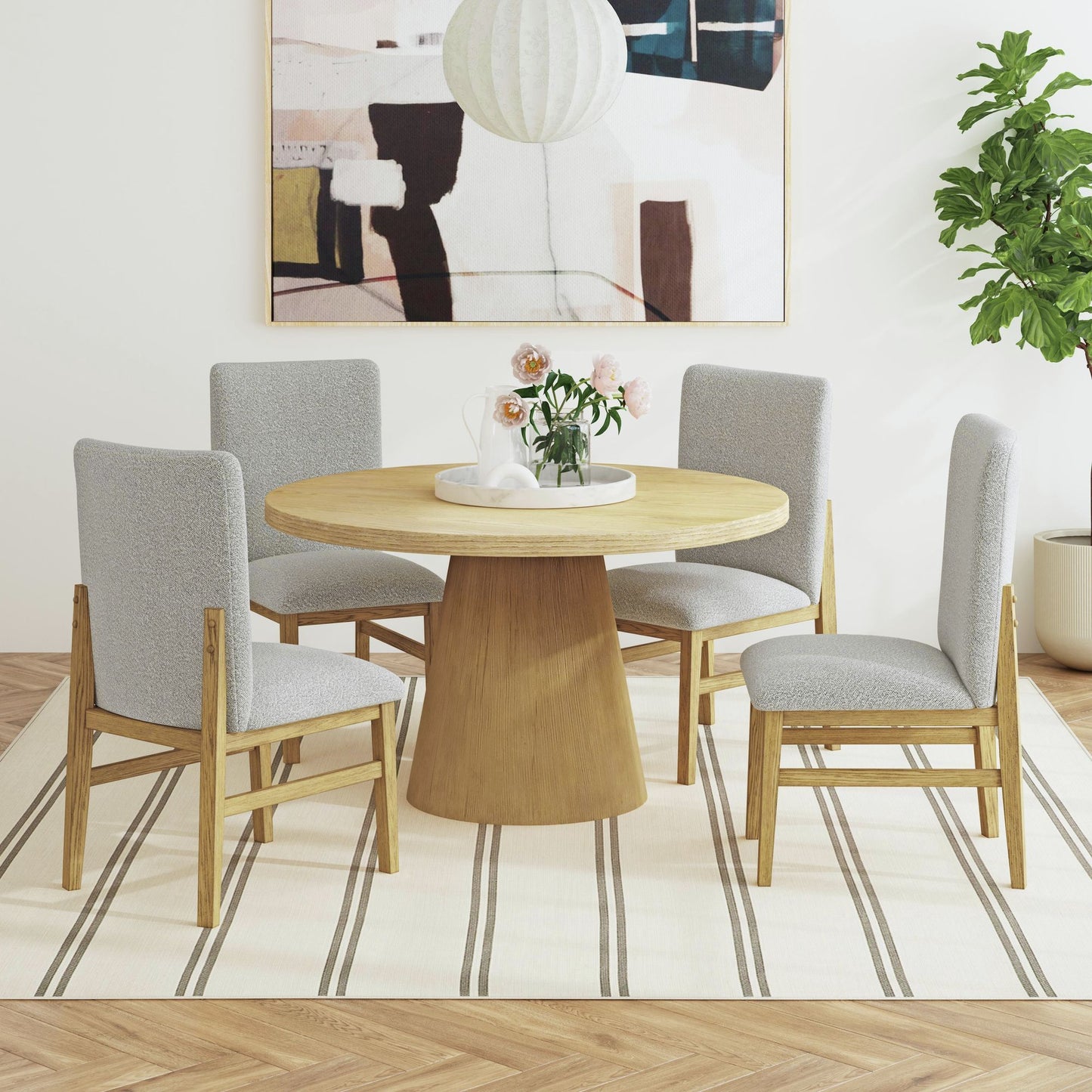 Portland - Square Back Dining Side Chair (Set of 2) - Natural / Gray