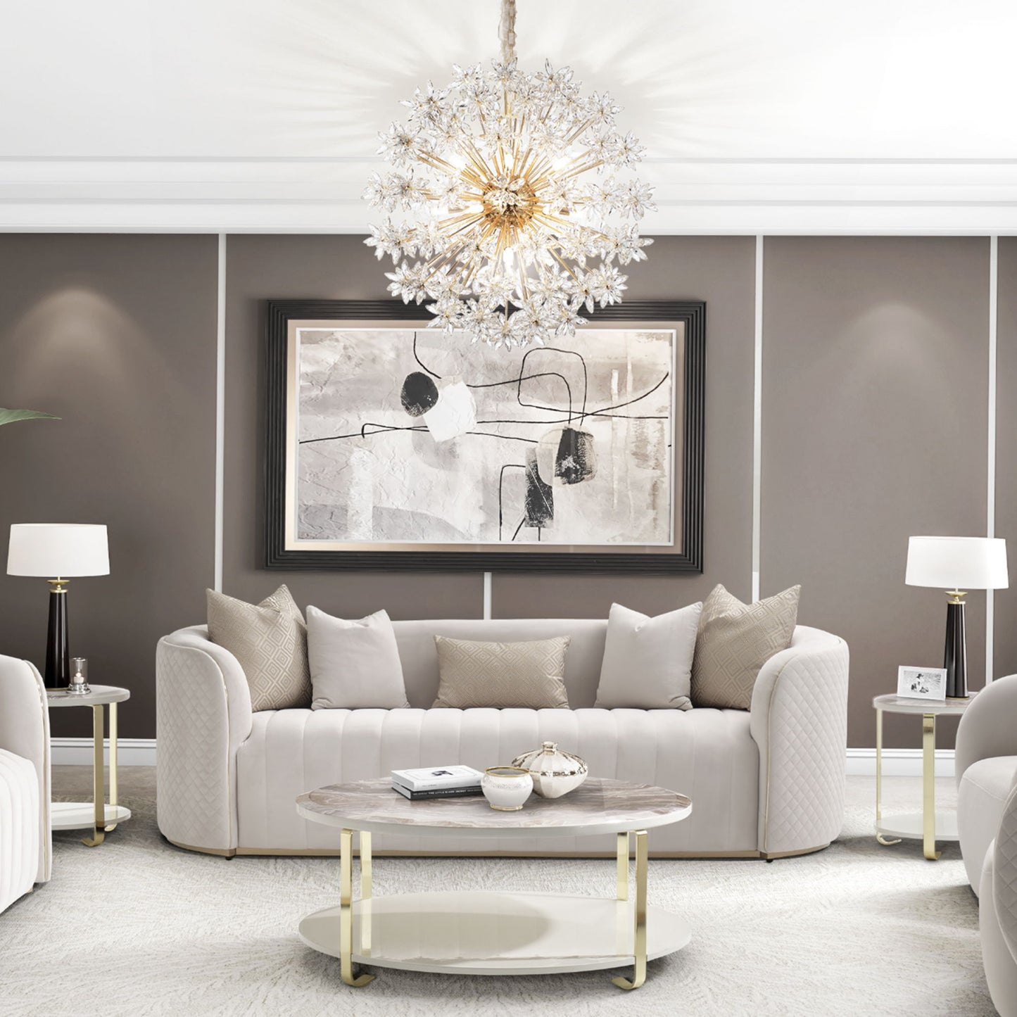 Michael Amini Lighting - Bouquet 18-Light Round Crystal Chandelier - Gold