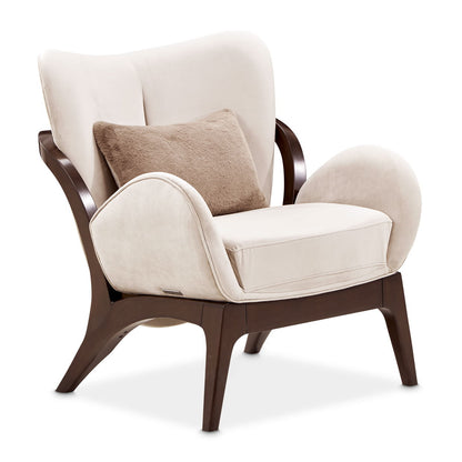 Camellia Field - Velvet Accent Chair - Beige / Dark Brown