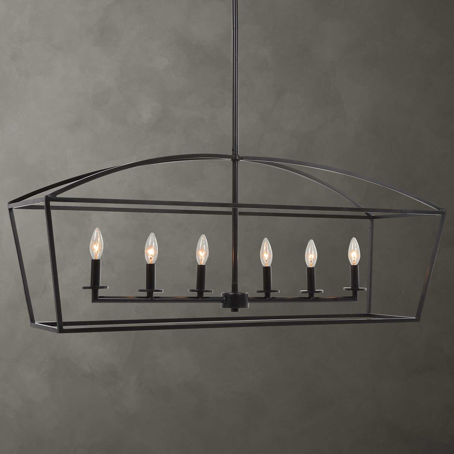 Clayton - 6 Light Linear Chandelier - Black