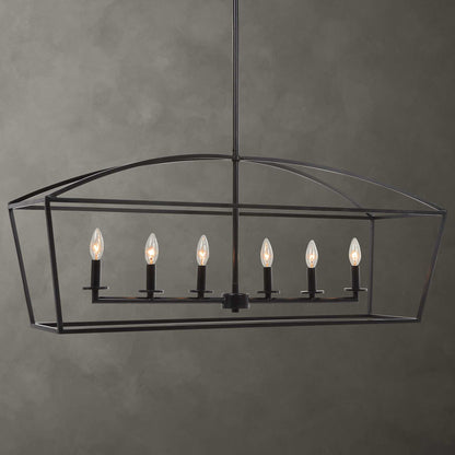 Clayton - 6 Light Linear Chandelier - Black