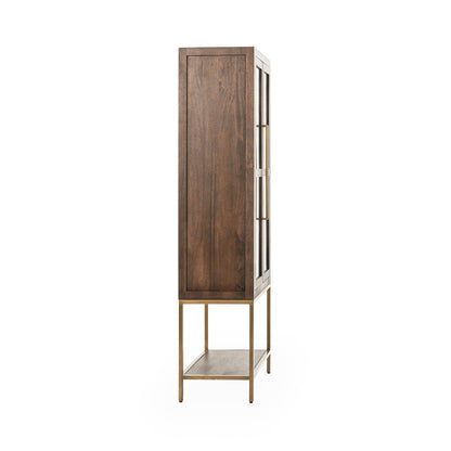 Freemont - Solid Wood Tall Cabinet - Kona Brown