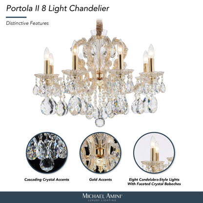 Michael Amini Lighting - Portola 8-Light Traditional Crystal Chandelier - Gold