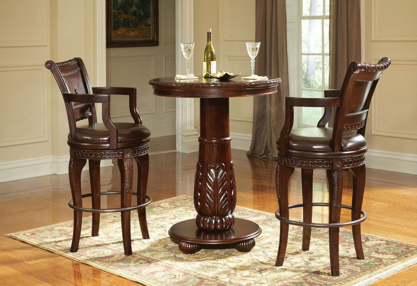 Antoinette - PU Swivel Bar Chair - Dark Brown