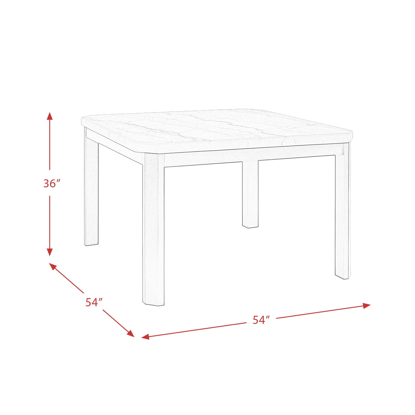 Francesca - 5 Piece Square Counter Dining Set (Table & Four Chairs) - White Marble