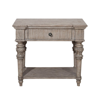 Kingsbury - 1 Drawer USB Charging Open Nightstand - French Gray