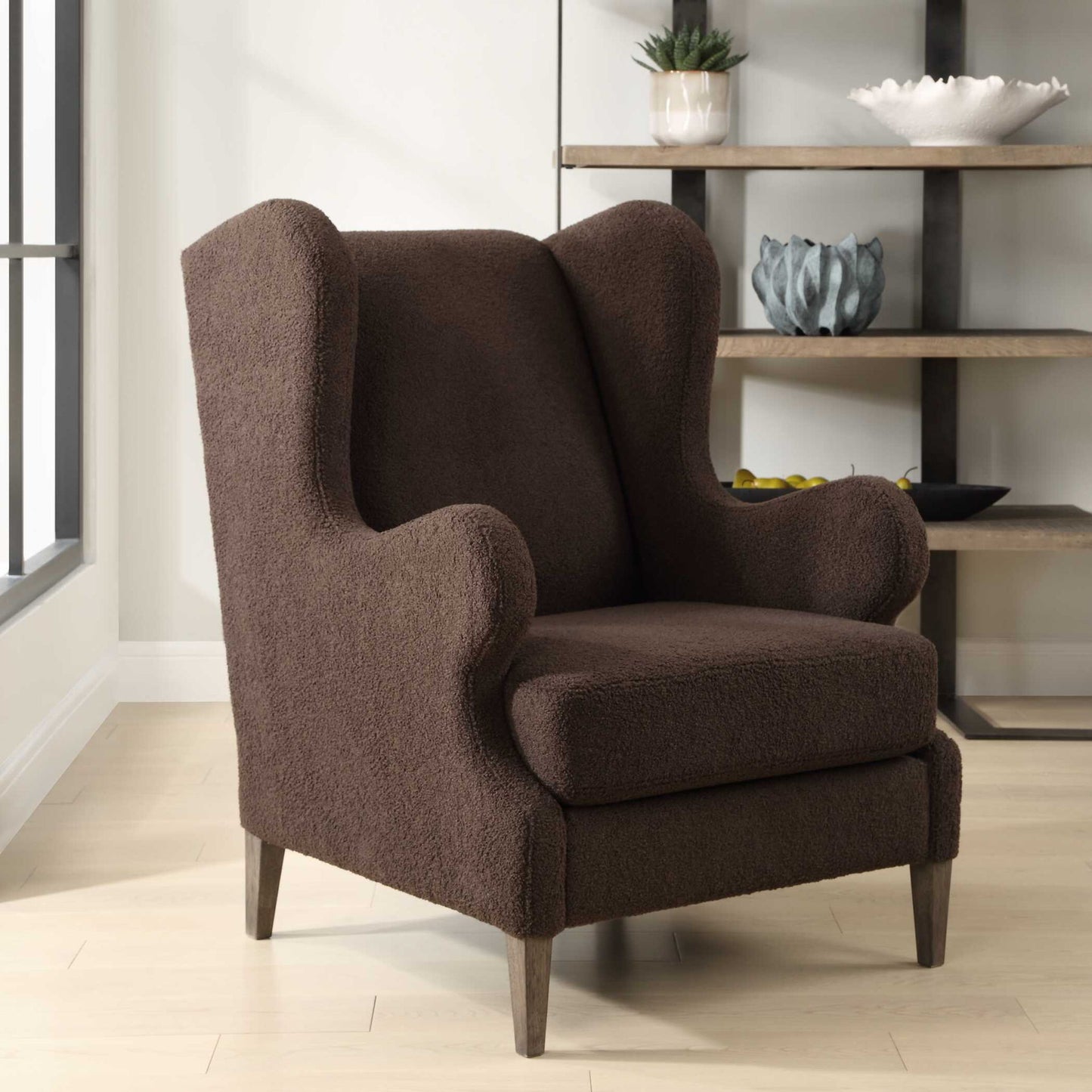 Serpentine - Brown Fabric Accent Chair