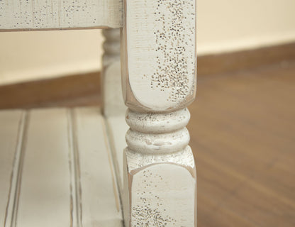 Stone - Chairside Table With 1 Door - Antiqued Ivory / Weathered Gray