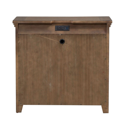 Carolina Park - 2 Door Bedside Chest With Charging Station - Amber Brown