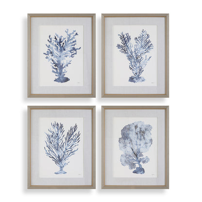 Shibori Coral - Framed Prints (Set of 4) - Light Gray